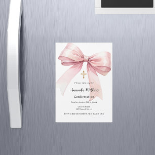 Invitation Magnétique Confirmation de la fille arc rose