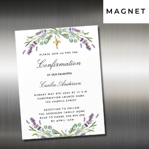 Invitation Magnétique Confirmation lavande violet floraux luxe