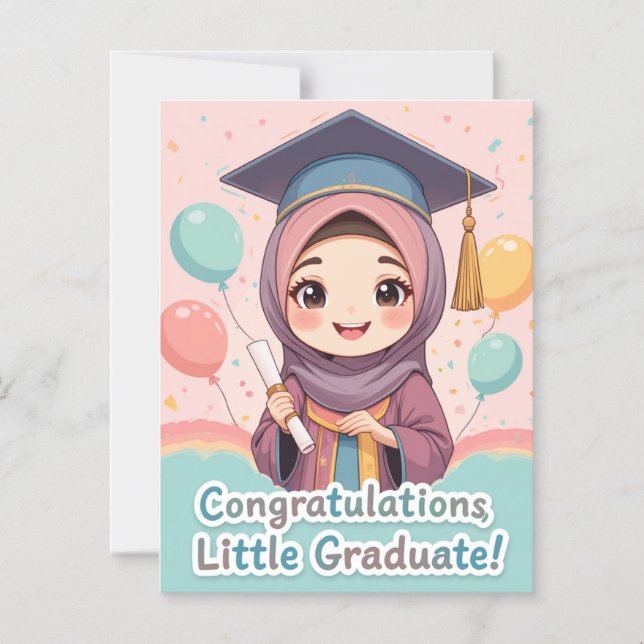Invitation Magnétique Congratulations Hijabi Girl – Elegant Graduation  (Recto)