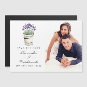 Invitation Magnétique Cottage Chic Lavender Wedding Enregistrer la date