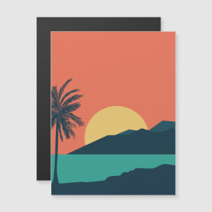Invitation Magnétique Coucher de soleil sur un palmier, Île, Art abstrai