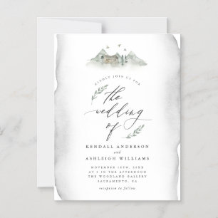 Invitation Magnétique Country Grey Feuille d'aquarelle et Mariage de mon