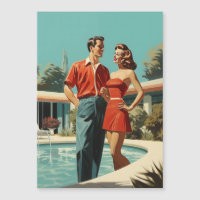 Couple des années 50 au bord de la piscine