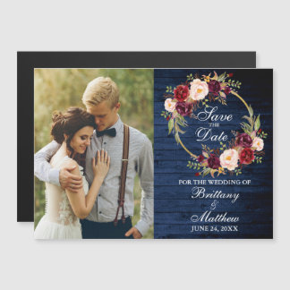 Invitation Magnétique Courbe Florale De Bourgogne Bois Bleu Sauvez La Da