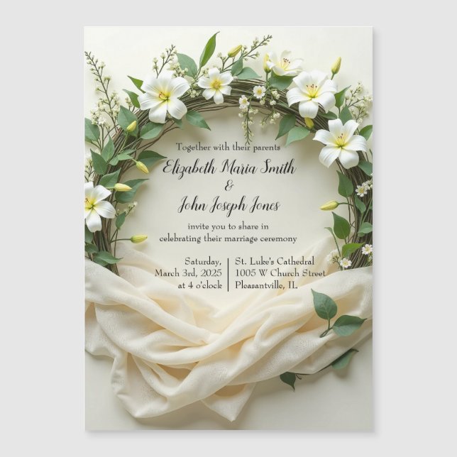 Invitation Magnétique Couronne de mariée Lily (Devant)