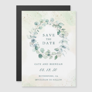 Invitation Magnétique Couronne de verdure d'eucalyptus Mariage Économise