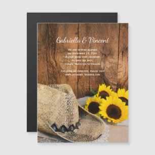 Invitation Magnétique Cowboy Casquette, Sunflowers Grange Mariage Enregi