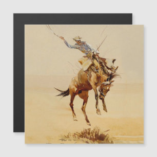 Invitation Magnétique Cowboy sur un cheval qui rue #2 par Edward Borein