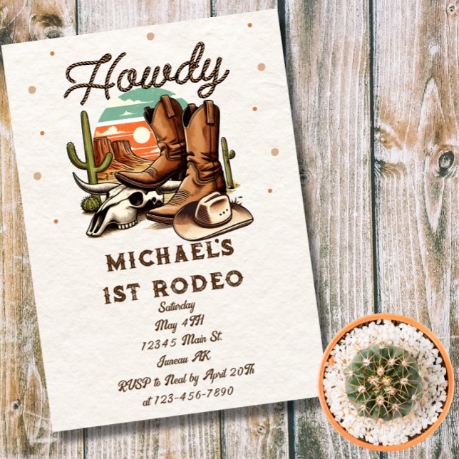 Invitation Magnétique Cowboy Western Rodeo Enfants d'anniversaire (Créateur téléchargé)