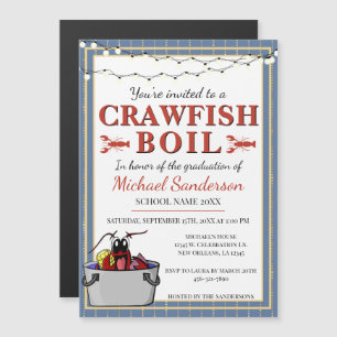 Invitation Magnétique Crawfish Boil Événement spécial Graduation à l'éco