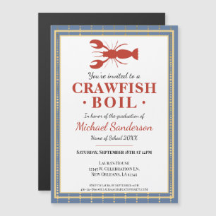 Invitation Magnétique Crawfish Boil Fruits de mer Blue Graduation Party