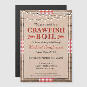 Invitation Magnétique Crawfish Boil Lobster Graduation Party Rustique