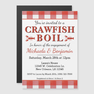 Invitation Magnétique Crawfish Boil Seafood Party Pique-nique Fiançaille