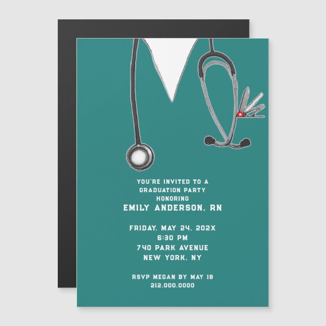 Invitation Magnétique Creative Nursing School Graduation (Devant / Derrière)