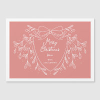 Crête de Noël blanc rose ligne art mistletoe