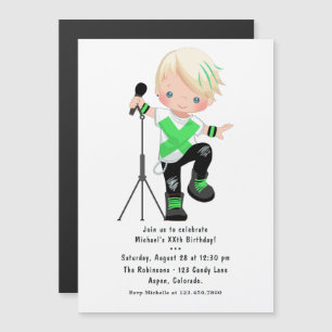 Invitation Magnétique Cute Little Blonde Boy Rock Star Anniversaire