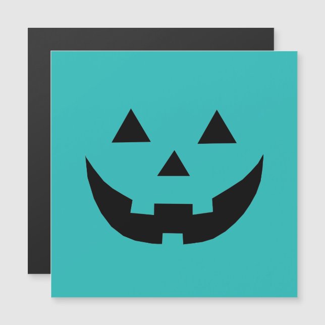 Invitation Magnétique Cute turquoise Jack-o'-lantern drôle Halloween (Devant / Derrière)