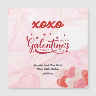 Invitation Magnétique Cute XOXO Parties scintillant en marbre rose Saint