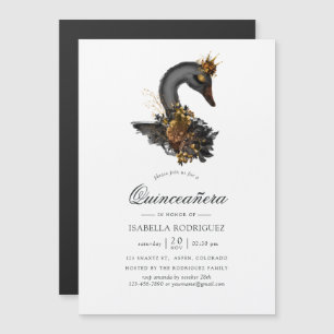 Invitation Magnétique Cygne Noir Quinceañera