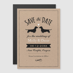 Invitation Magnétique Dachshund Chien Silhouettes Mariage Enregistrer la