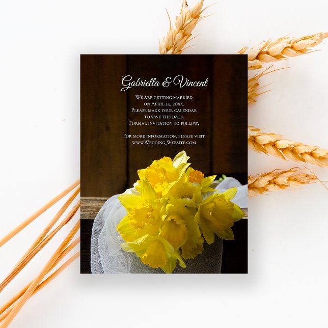 Invitation Magnétique Daffodils rustiques Grange Mariage en bois Enregis (Créateur téléchargé)