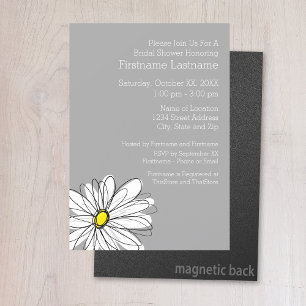Invitation Magnétique Daisy tendance avec gris et jaune