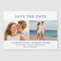 Dark Blue Text 2 Photo Wedding Enregistrer la date