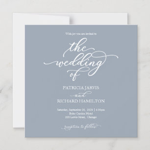 Invitation magnétique de mariage bleu poussiéreux