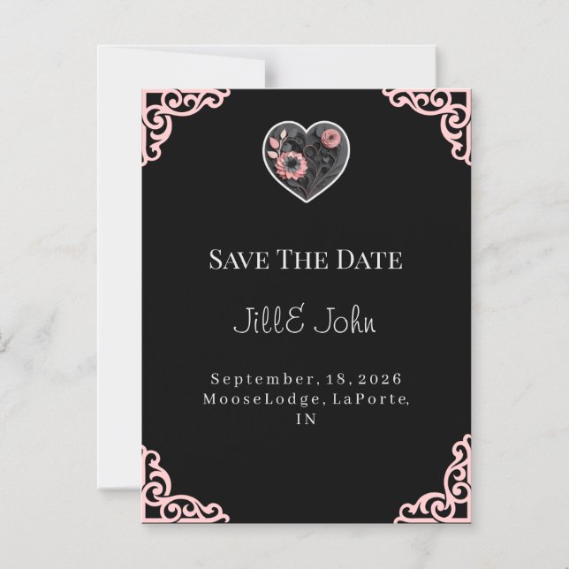 Invitation magnétique de mariage Red Heart Save Th (Recto)