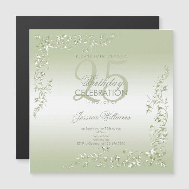 Invitation Magnétique Décoration d'allée ventée 25e anniversaire (Devant / Derrière)