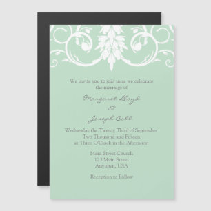 Invitation Magnétique Des frissons florales vertes à la menthe Un mariag