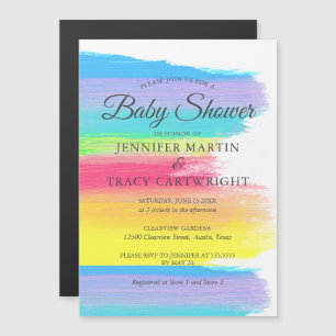 Invitation Magnétique Deux Moms Arc-en-ciel magnifique Baby shower lesbi