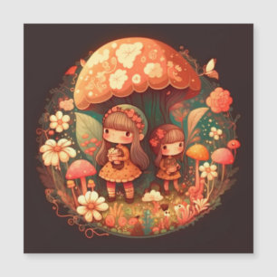 Invitation Magnétique Deux petites filles adorables elfes