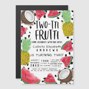 Invitation Magnétique Deux tti Frutti Cute Fruit Aquarelle 2e anniversai