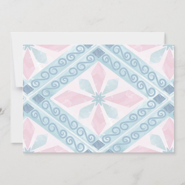 Invitation Magnétique diamond shaped blue pattern (Recto)