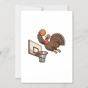 Invitation Magnétique Dinde de Thanksgiving Basket-ball Drôle Plongeon