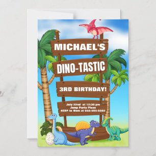 Invitation Magnétique Dino Aventure Anniversaire Extravaganza - Plaisir
