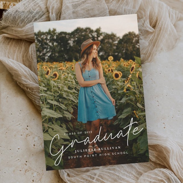 Invitation Magnétique Diplôme de photo simple écriture moderne (Créateur téléchargé)