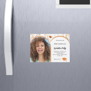 Invitation Magnétique Diplôme fleur sauvage en arc photo en beige 2025