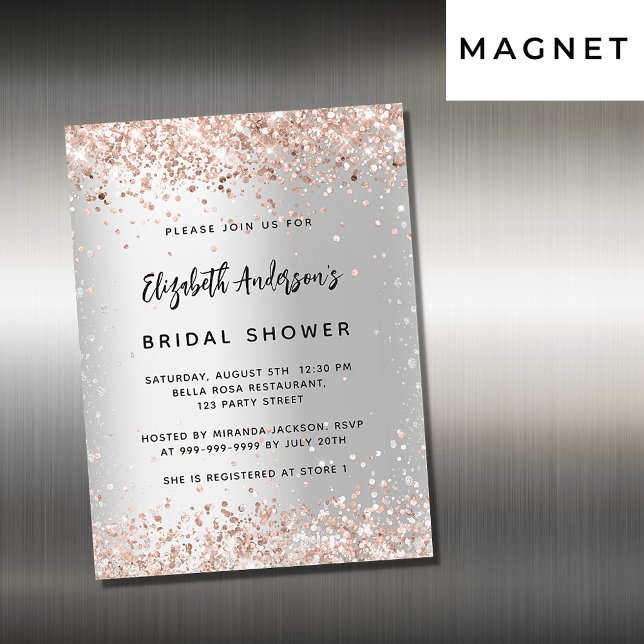 Invitation Magnétique Douche nuptiale argent rose or luxe (Créateur téléchargé)