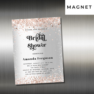 Invitation Magnétique Douche nuptiale argent rose or luxe