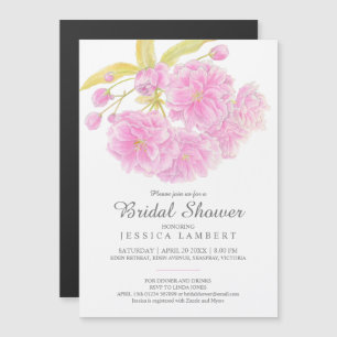 Invitation Magnétique Douche nuptiale fleurie rose