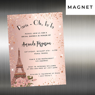 Invitation Magnétique Douche nuptiale Paris Tour Eiffel luxe rose or