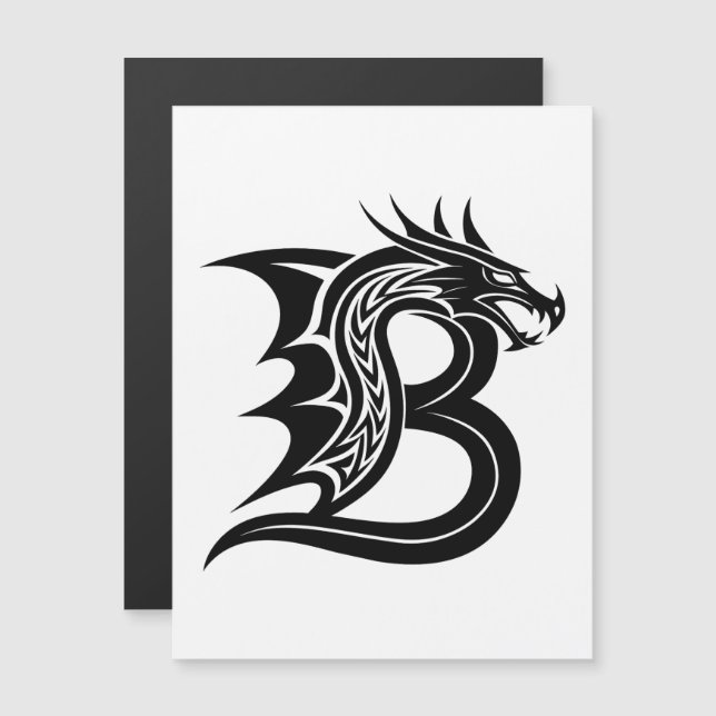 Invitation Magnétique Dragon Styled Letter B, Dragon Alphabet, Monogram (Devant / Derrière)
