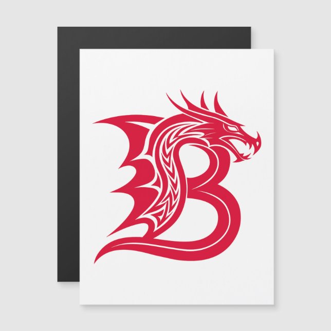 Invitation Magnétique Dragon Styled Letter B, Dragon Alphabet, Monogram (Devant / Derrière)