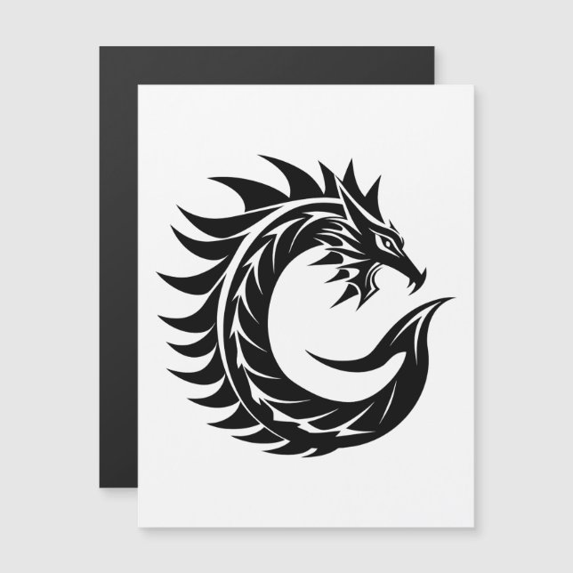 Invitation Magnétique Dragon Styled Letter C, Dragon Alphabet, Monogram (Devant / Derrière)