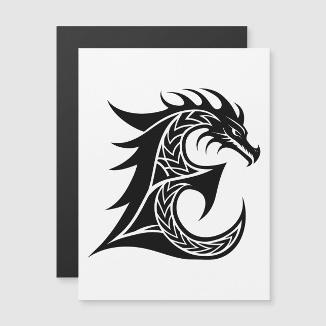 Invitation Magnétique Dragon Styled Letter E, Dragon Alphabet, Monogram (Devant / Derrière)