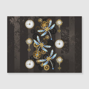 Invitation Magnétique Dragonflies de Steampunk sur arrière - plan rayé b