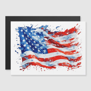 Invitation Magnétique Drapeau américain USA Aquarelle 4 juillet