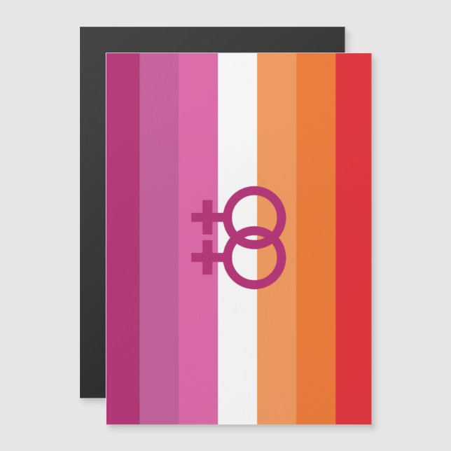Invitation Magnétique Drapeau de fierté lesbienne WLW (Coucher de soleil (Devant / Derrière)